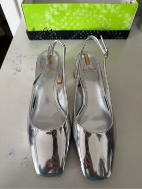 Sam Edelman Silver Square-Toe Slingback Pumps